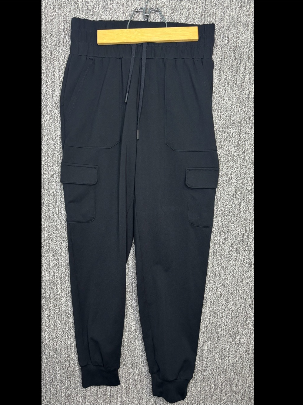 Mondetta Women’s Black Cargo Joggers with Drawstring Waist Workout Casual Pant